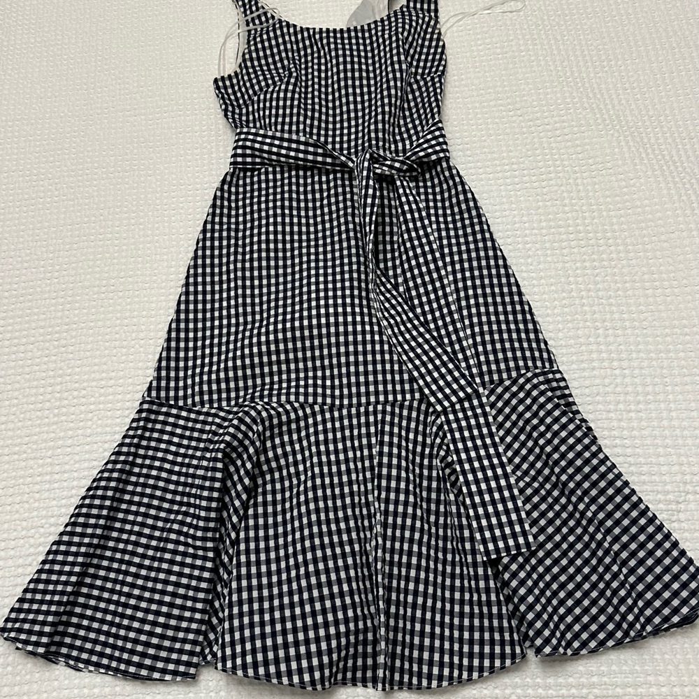 J. Crew Gingham Ruffle Hem Midi Dress Removable Belt - Picture 7 of 11